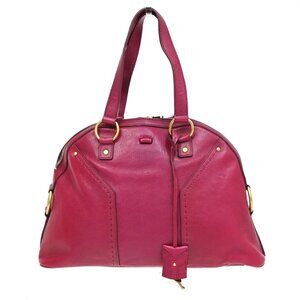 YVES SAINT LAURENT Logo Muse Shoulder Bag Leather Pink GHW Italy